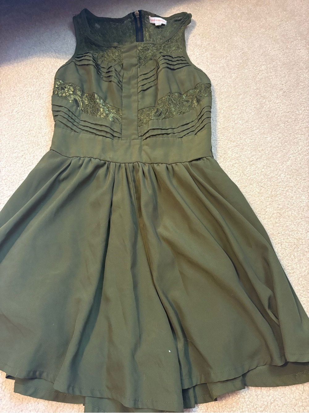 Olive Lace Bodice Sleeveless Dress by Margo & Sebastian